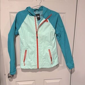 The North Face Teal and Mint Rain Jacket